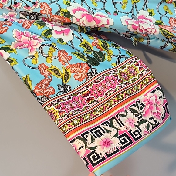 Natori Floral Kimono Sleeve Satin Robe Luxury Maximalist Vacation Lounge Silky - Picture 5 of 9